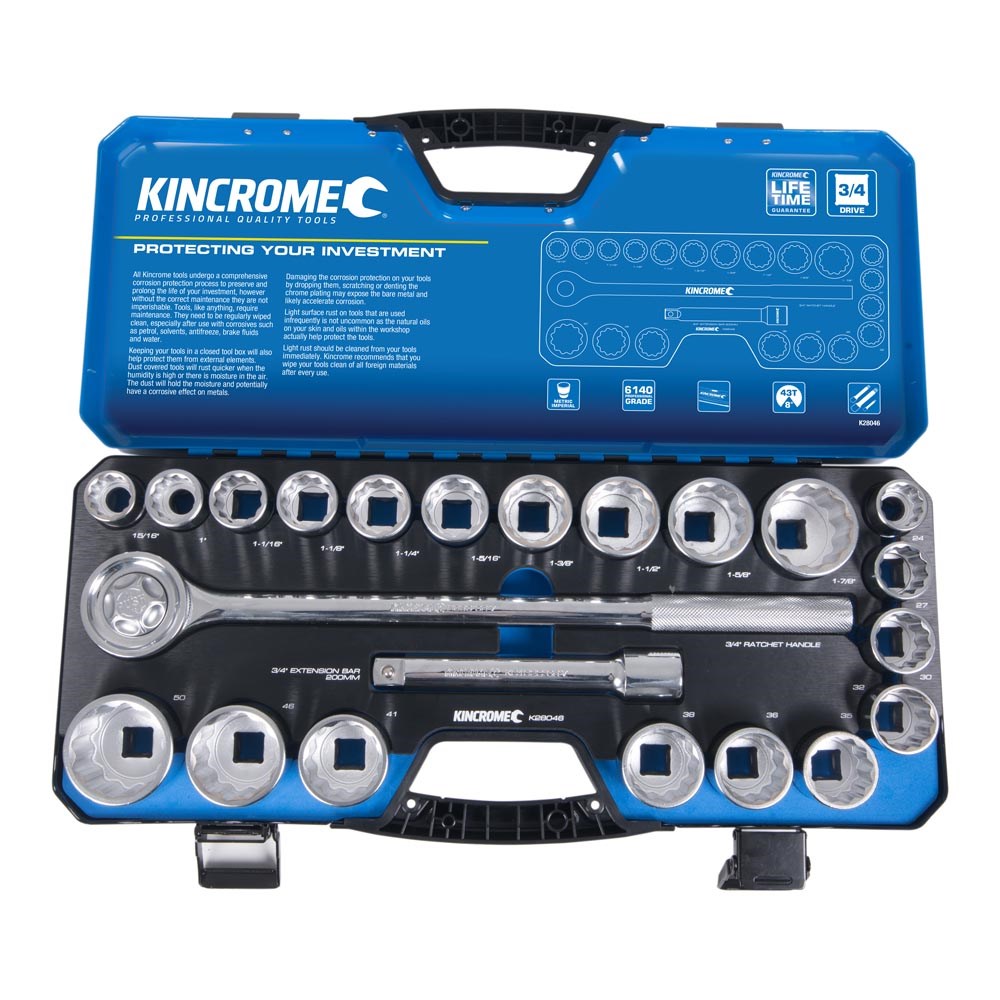 Kincrome Socket Set 22 Piece 3/4″ Drive Metric & Imperial Bolts