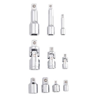 Kincrome Socket Accessory Set 1/4", 3/8" & 1/2" Drive 10 Piece (Mirror Polish)