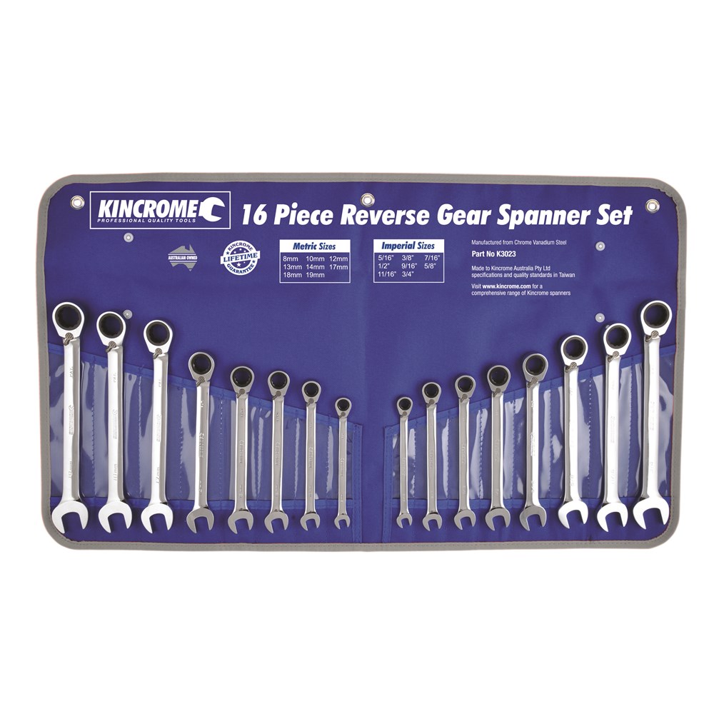 Kincrome Combination Gear Spanner Set 16 Piece