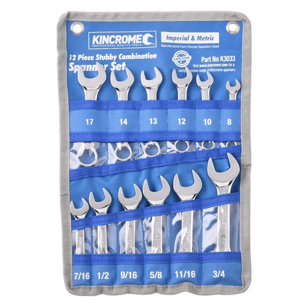 Kincrome Stubby Combination Spanner Set 12 Piece