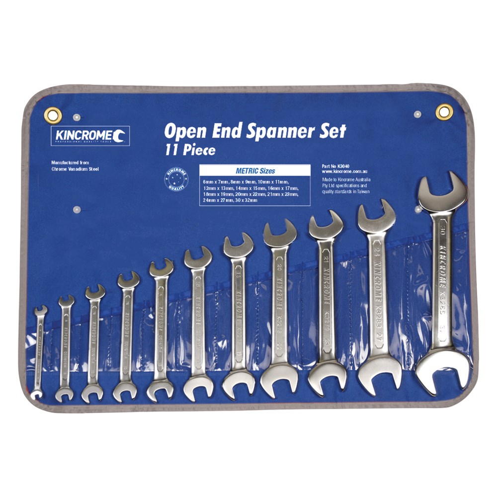 Kincrome Open End Spanner Set 11 Piece
