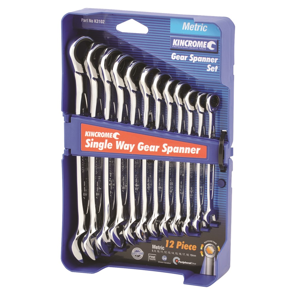 Kincrome Combination Gear Spanner Set 12 Piece