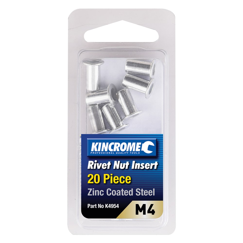 Kincrome Rivet Nut Insert M4 (Zinc Coated Steel) 20 Pack Bolts