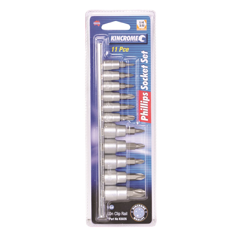 Kincrome Phillips Socket Set 11 Piece 1/4 & 3/8" Drive - Image 2