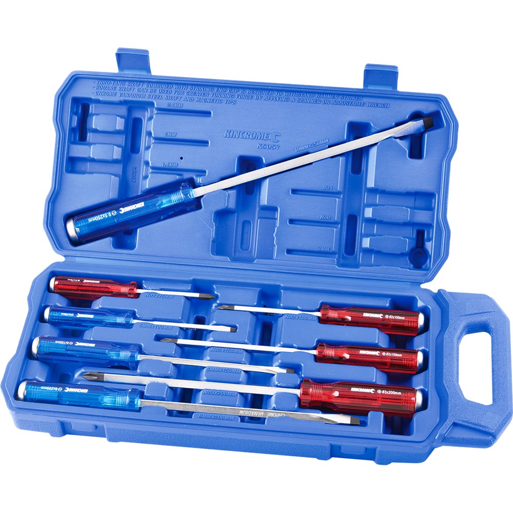 Kincrome Thru-Tang Screwdriver Set 8 Piece