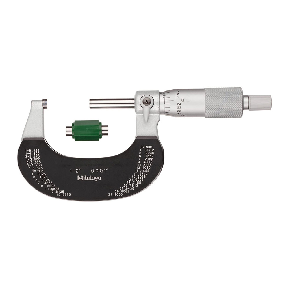 Mitutoyo Outside Micrometer with Ratchet Stop 1-2" Range .001" Graduation