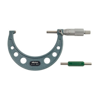 Mitutoyo Outside Micrometer with Ratchet Stop 3-4" Range, .001" Graduation, Enamelled Frame