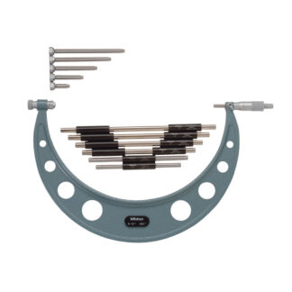 Mitutoyo Outside Micrometer with Ratchet Stop 6-12" Range, .001" Graduation with 6 Interchangeable Anvils