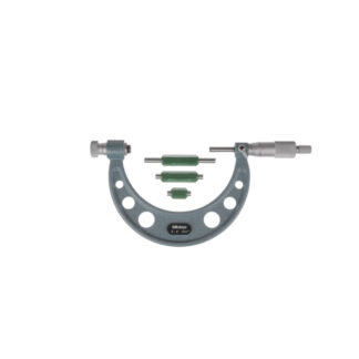 Mitutoyo Outside Micrometer with Ratchet Stop 0-4" Range, .001" Graduation with 4 Interchangeable Anvils
