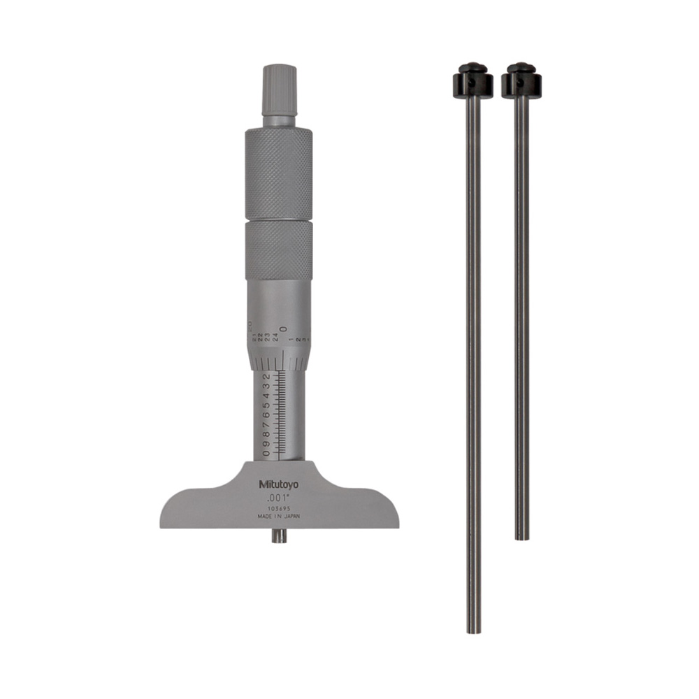Mitutoyo Depth Micrometer 0 3″ x 2.5″ Base Bolts & Industrial Supplies