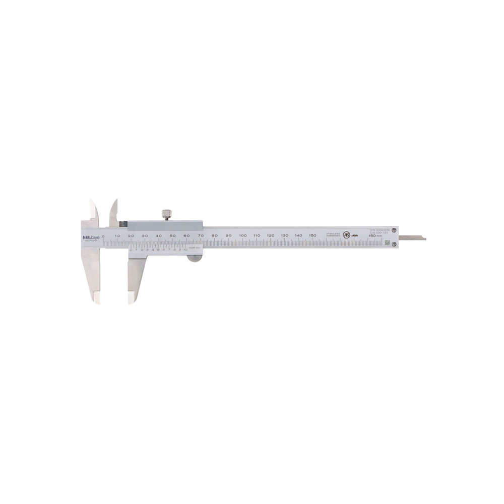 Mitutoyo Vernier Caliper "Quadri" 4-way measurement with single set screw, 0 - 150mm, 0.05mm Lower Scale, 0.05mm Accuracy, 145g Mass, With depth measuring bar (blade)