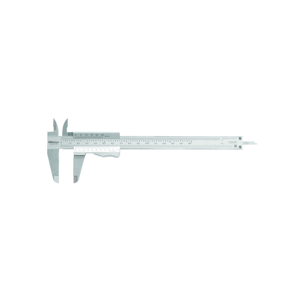 Mitutoyo Vernier Caliper "Quadri" 4-way measurement with thumb lock, 0 - 150mm / 0 - 6", 0.02mm Lower Scale, 0.001" Upper Scale, 0.03mm Accuracy, With depth bar