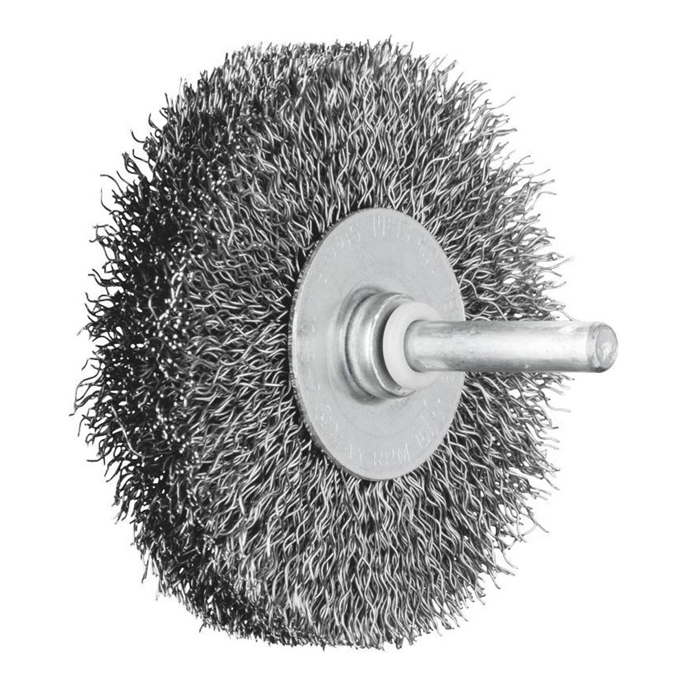 Shaft Mounted Wheel Brush - Crimped STEEL Wire - 6mm Shaft RBU 7015/6 ST 0.30