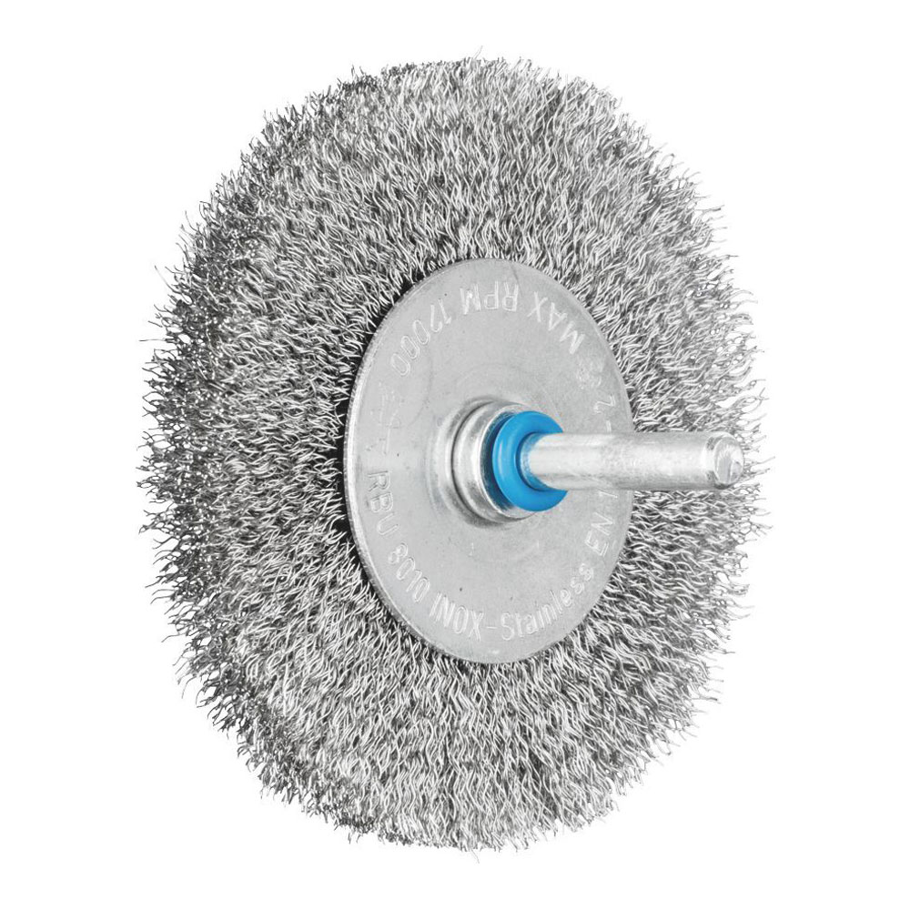 Shaft Mounted Wheel Brush - Crimped Wire - 6mm Shaft RBU 8010/6 INOX 0.20