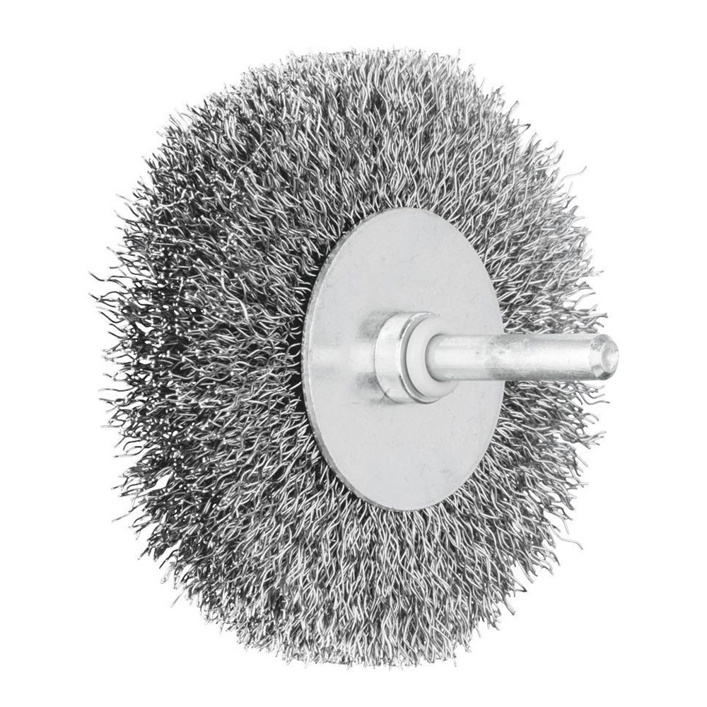 Shaft Mounted Wheel Brush - Crimped STEEL Wire - 6mm Shaft RBU 8015/6 ST 0.30