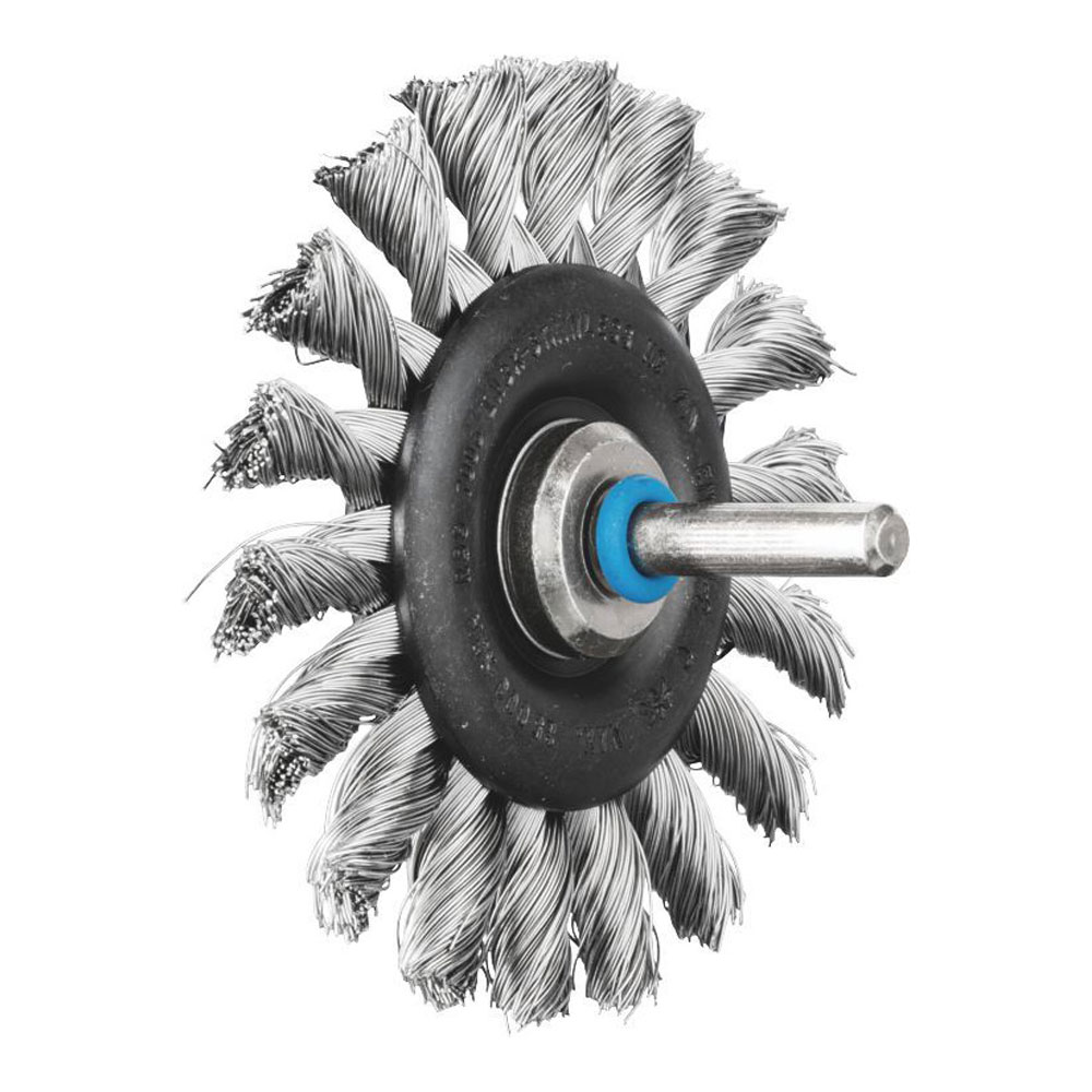 Shaft Mounted Wheel Brush - Twist Knot Wire - 6mm Shaft RBG 7006/6 INOX 0.35