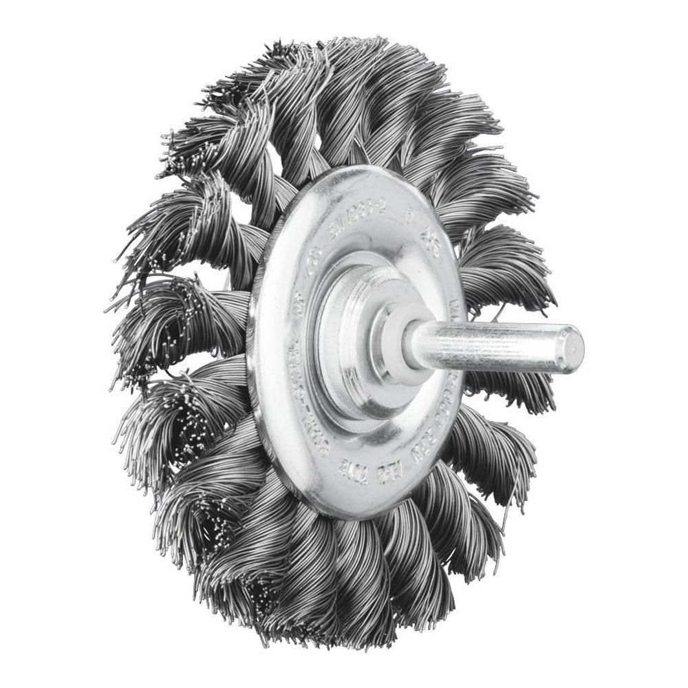 Shaft Mounted Wheel Brush - Twist Knot STEEL Wire - 6mm Shaft RBG 7012/6 ST 0.35