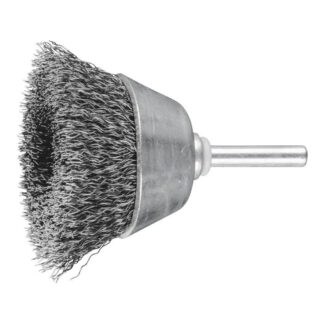 Shaft Mounted Cup Brush - Crimped STEEL Wire - 6mm Shaft TBU 5010/6 ST 0.30