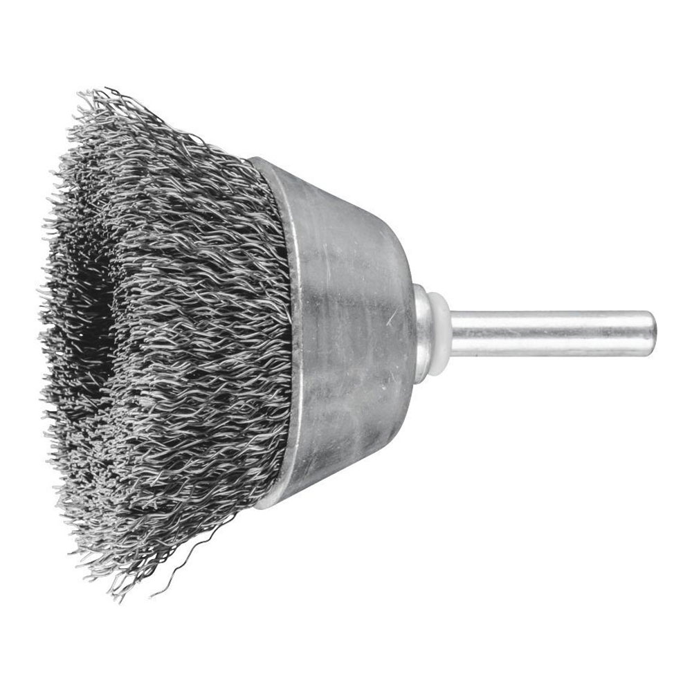 Shaft Mounted Cup Brush - Crimped STEEL Wire - 6mm Shaft TBU 5010/6 ST 0.30