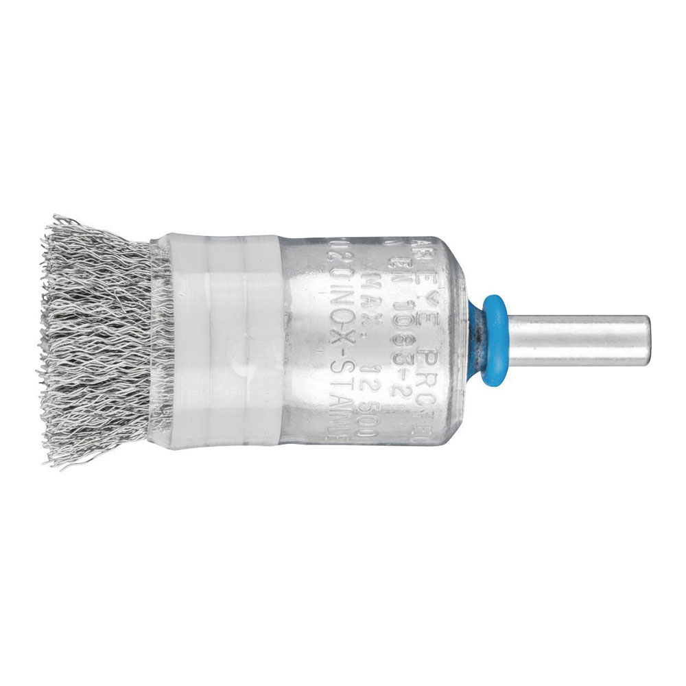 Pencil Brush 6mm Shaft Mounted - Crimped INOX Wire Limiting Rings PBUR 2020/6 INOX 0.20