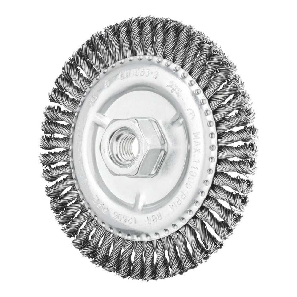 Wheel Brush with Arbor / Threaded Hole RBG - Twist Knot STEEL - Pipeliner RBG 12506/M14 Pipe ST 0.50