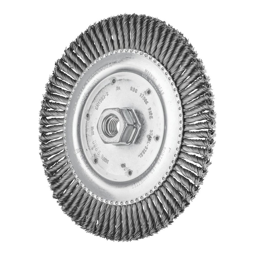Wheel Brush with Arbor / Threaded Hole RBG - Twist Knot STEEL - Pipeliner RBG 17806/M14 Pipe ST