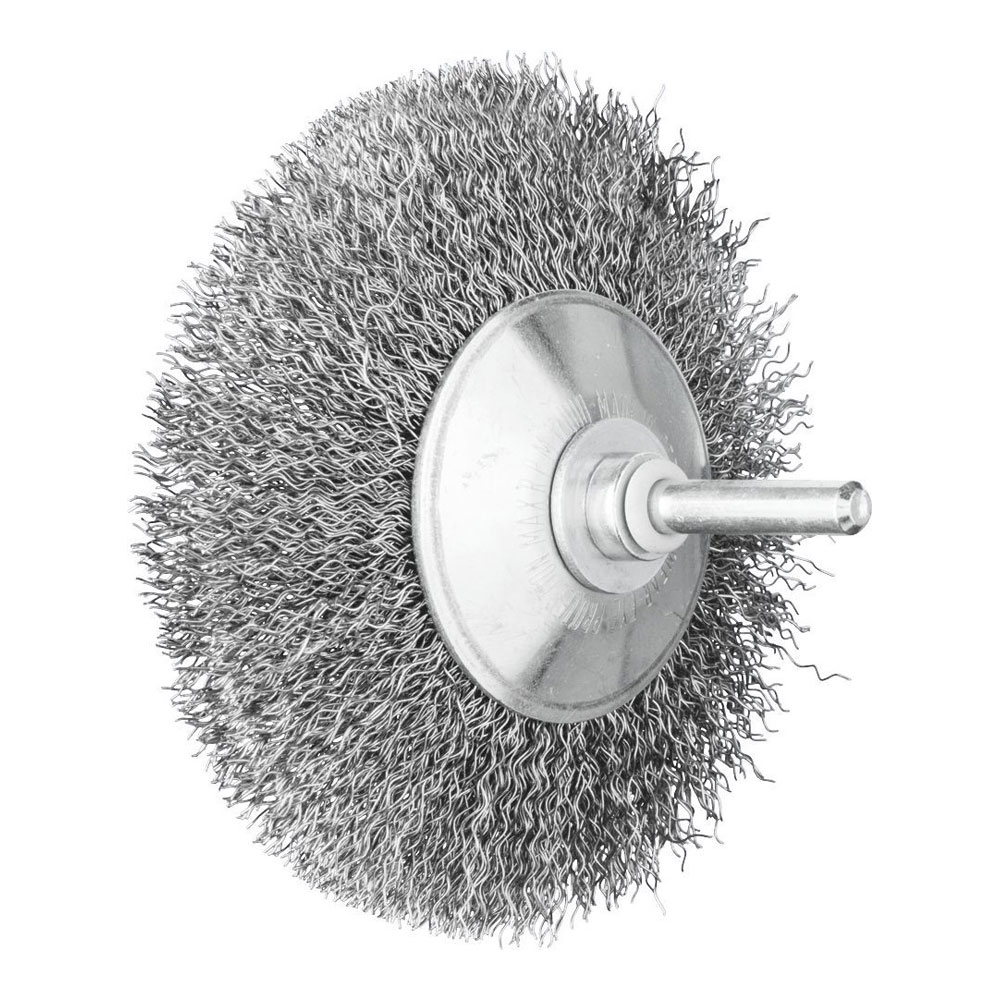 Shaft Mounted Wheel Brush - Bevel Crimped STEEL Wire - 6mm Shaft KBU 9510/6 ST 0.30 SG