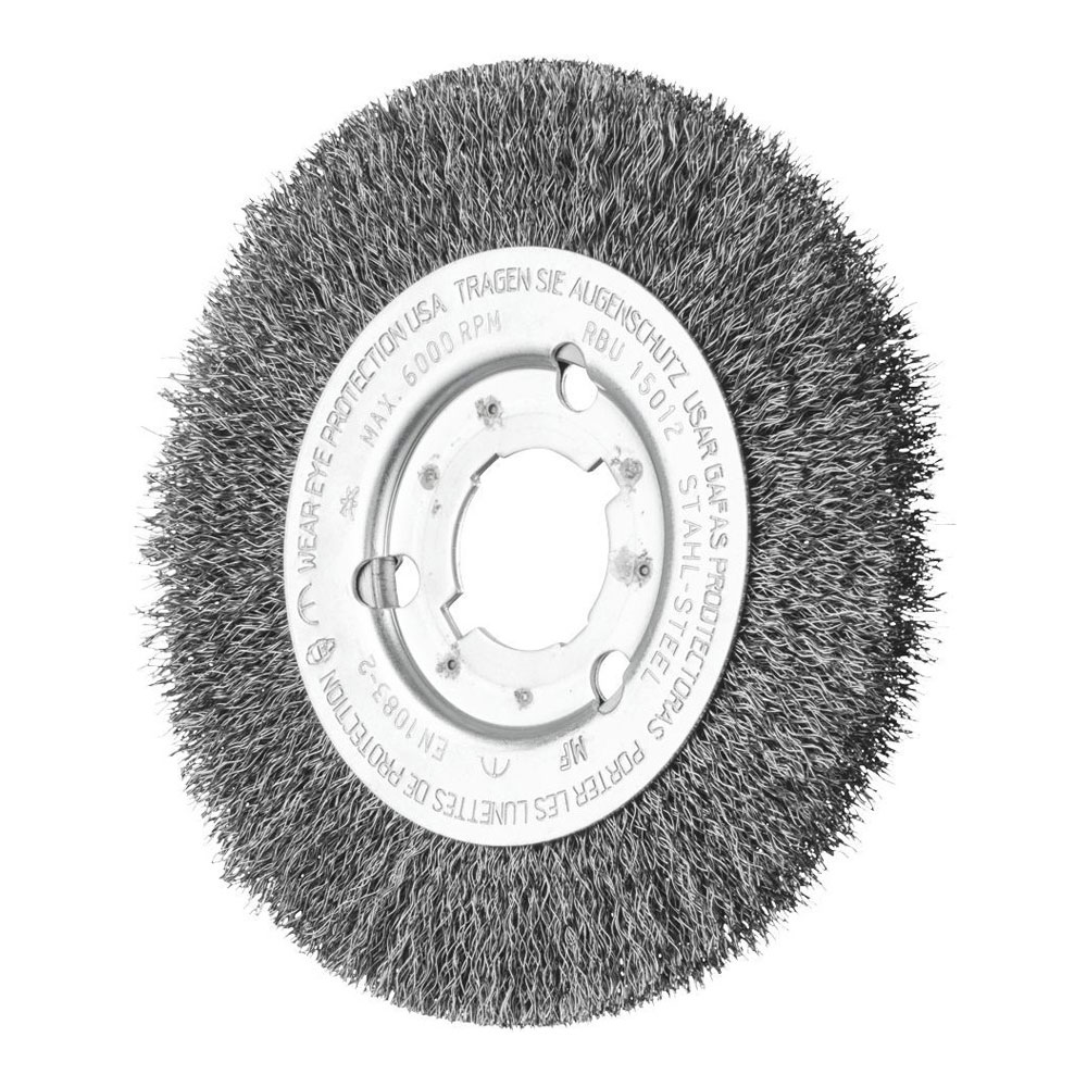 Wheel Brush with Arbor Hole - Crimped STEEL Wire - Suits Bench & Straight Grinders RBU 15012/22.2 ST 0.25