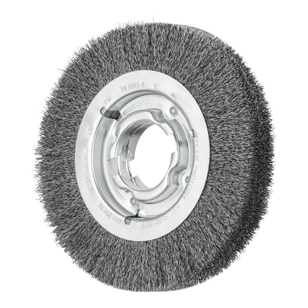 Wheel Brush with Arbor Hole - Crimped STEEL Wire - Suits Bench & Straight Grinders RBU 20038/AK 32-2 ST 0.30