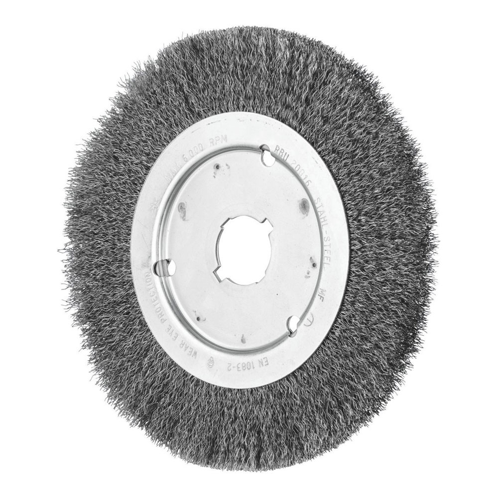 Wheel Brush with Arbor Hole - Crimped STEEL Wire - Suits Bench & Straight Grinders RBU 20016/22.2 ST 0.25