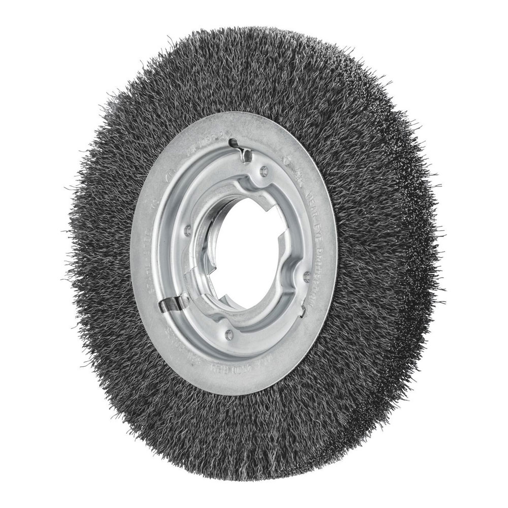 Wheel Brush with Arbor Hole - Crimped STEEL Wire - Suits Bench & Straight Grinders RBU 20025/25.4 ST 0.30 (Inc. Adaptor Set)