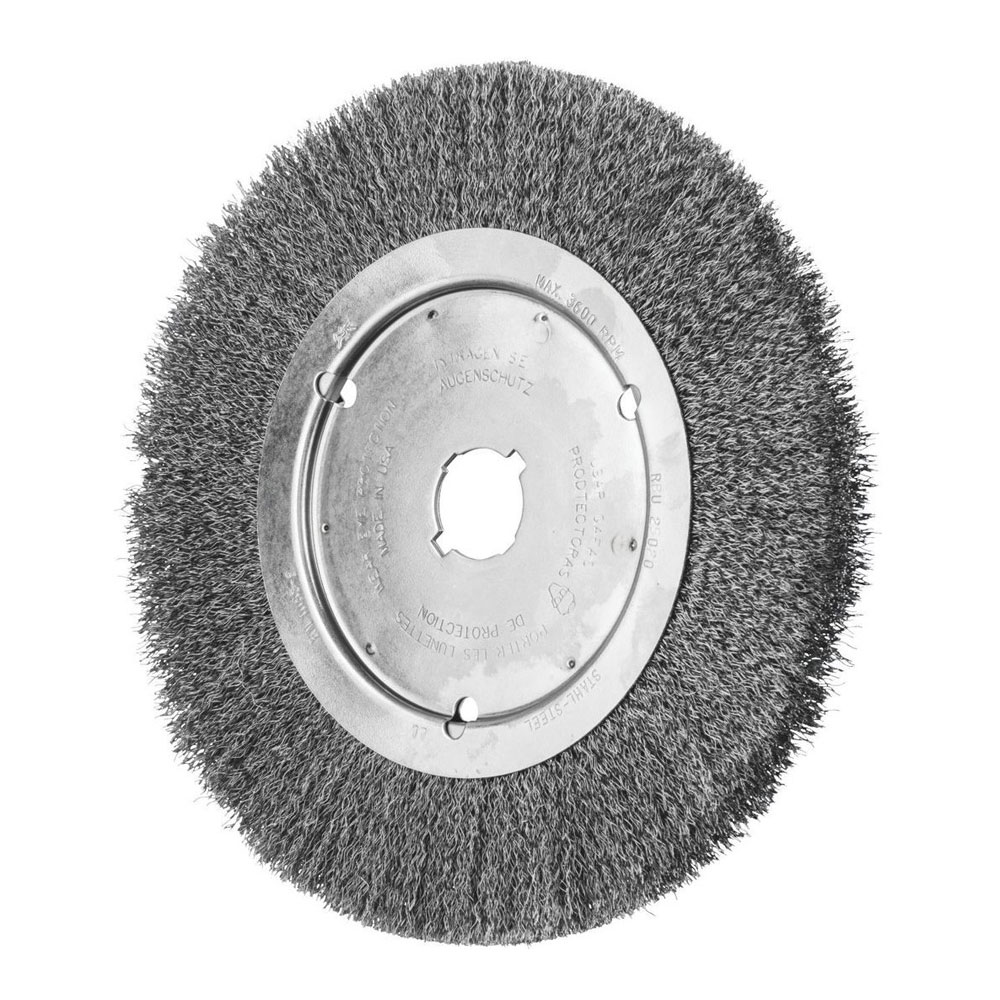 Wheel Brush with Arbor Hole - Crimped STEEL Wire - Suits Bench & Straight Grinders RBU 25020/22.2 ST 0.25