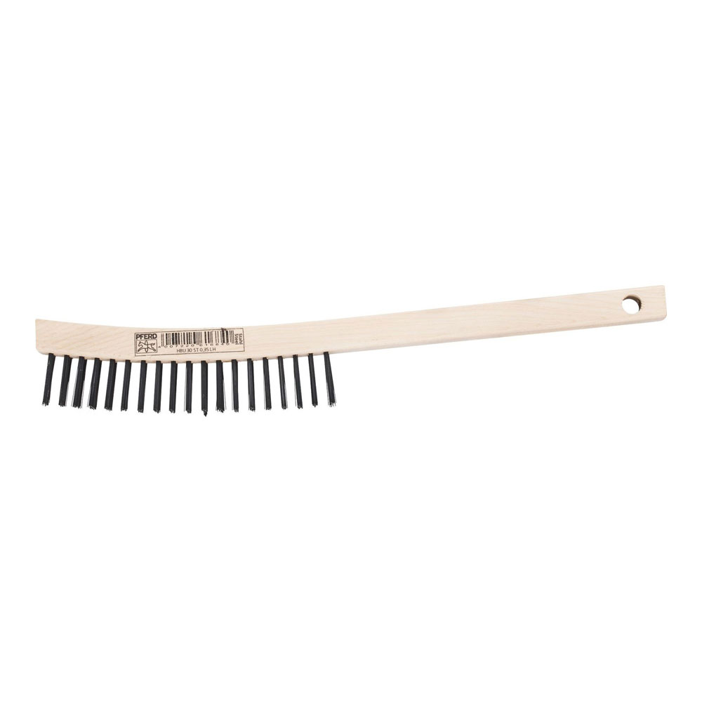 Hand Scratch Brush - STEEL Wire - Wooden Body Long Handle 350mm HBU 30 ST LH 0.35