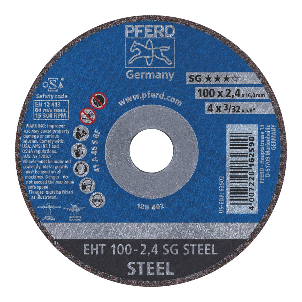 Flat Cut-Off Wheel PREMIUM - STEEL EHT 100-2.4 A 46 S SG