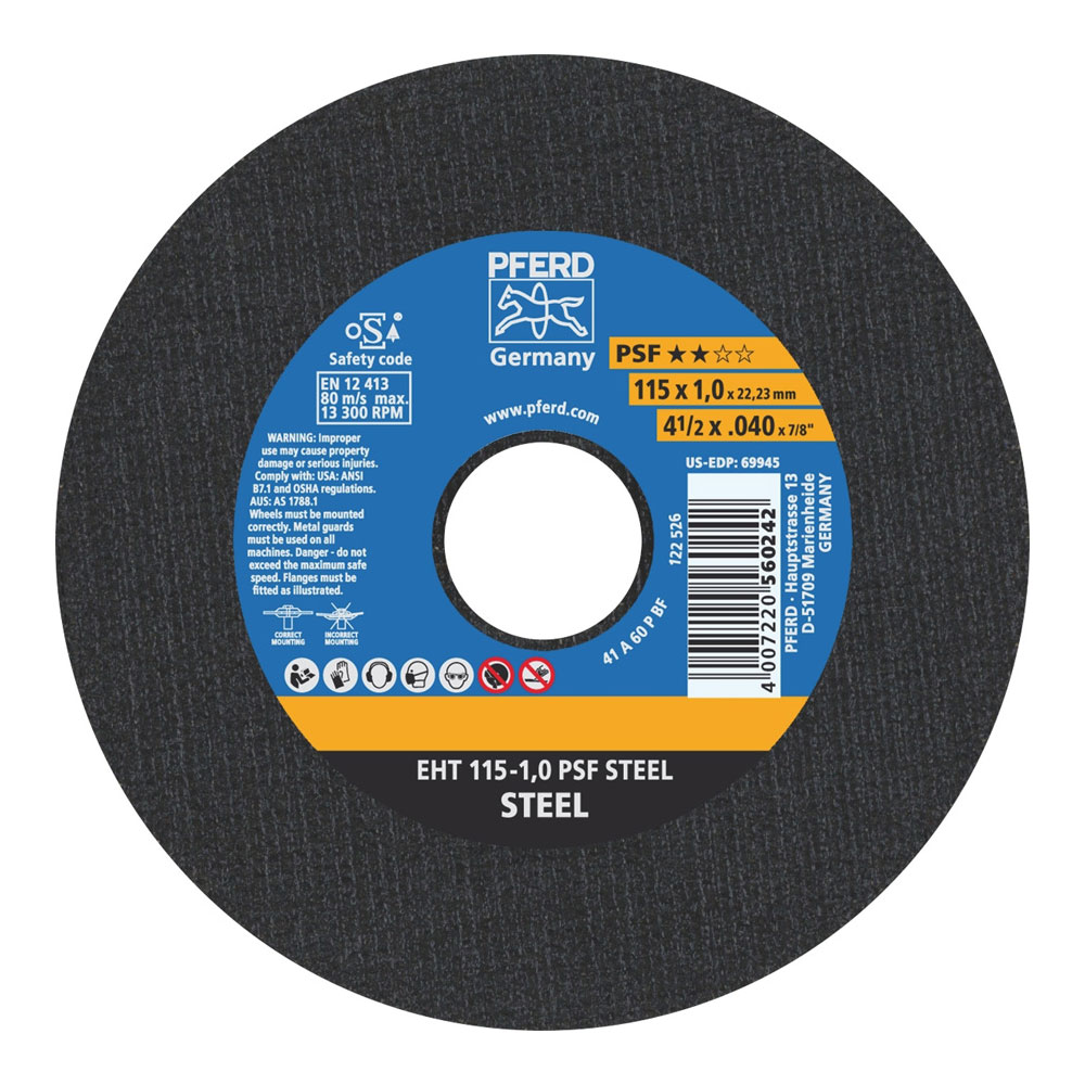 ULTRA THIN Flat Cut-Off Wheel GP - STEEL EHT 115-1.0 A 60 P PSF