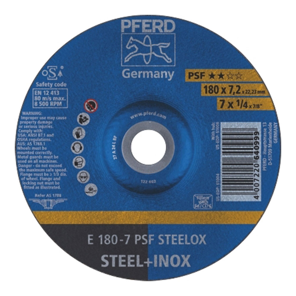 Grinding Wheels GP Depressed Centre - STEEL / INOX - 180mm