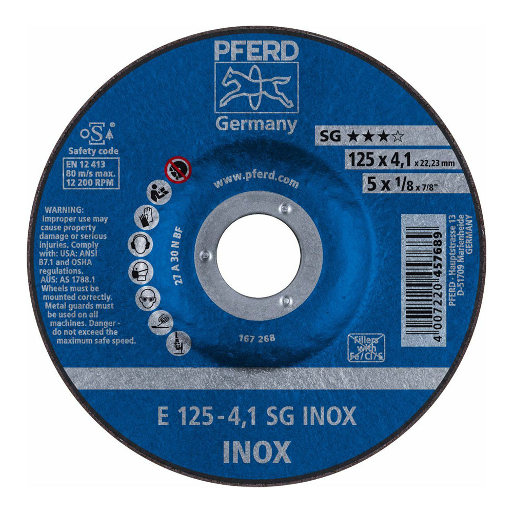 Premium Grinding Wheel D/C - 125mm x 4.1mm A 30 N SG-INOX