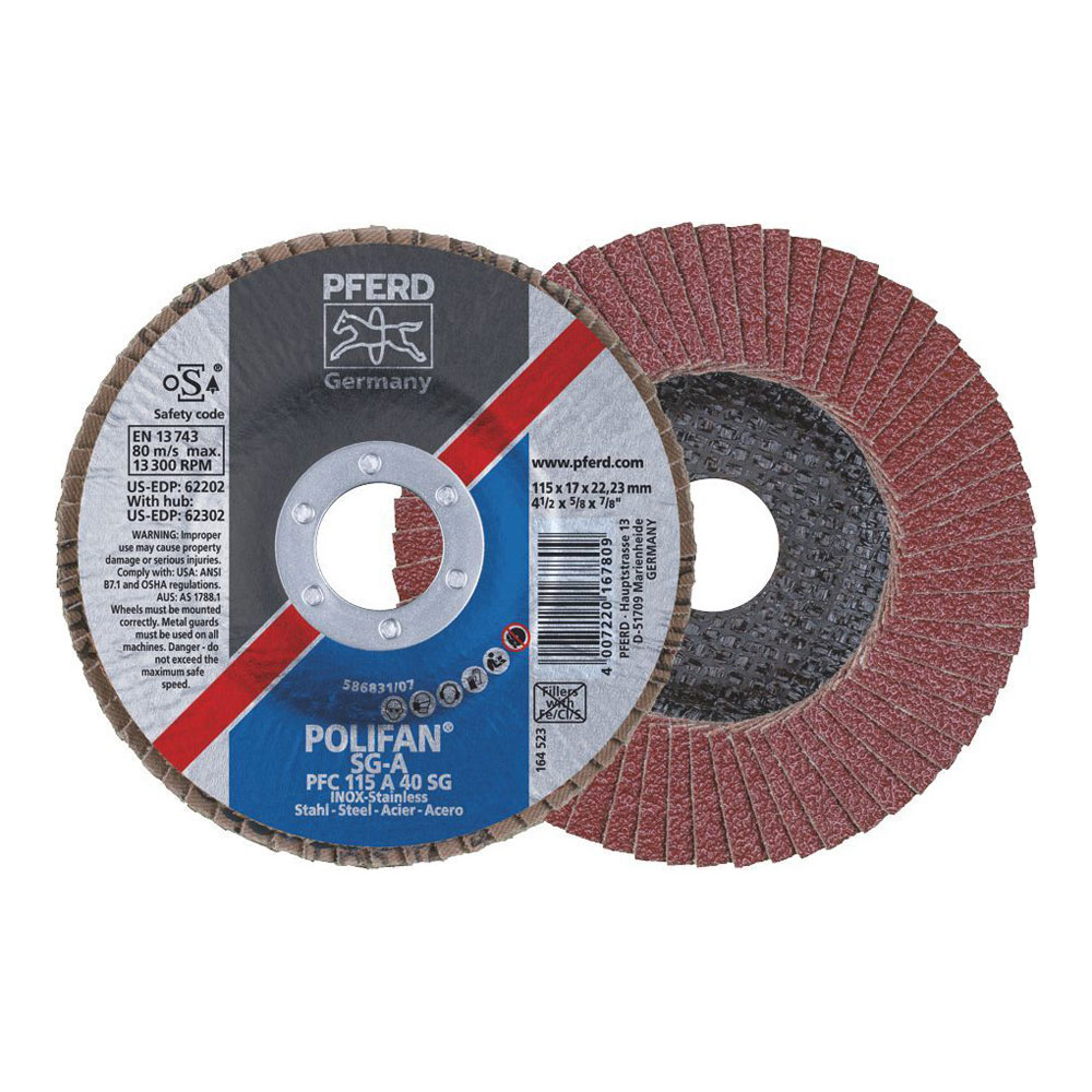 POLIFAN +B2710:B2800Flap Disc Premium Aluminium Oxide - STEEL / INOX PFF 100 A 40 SG