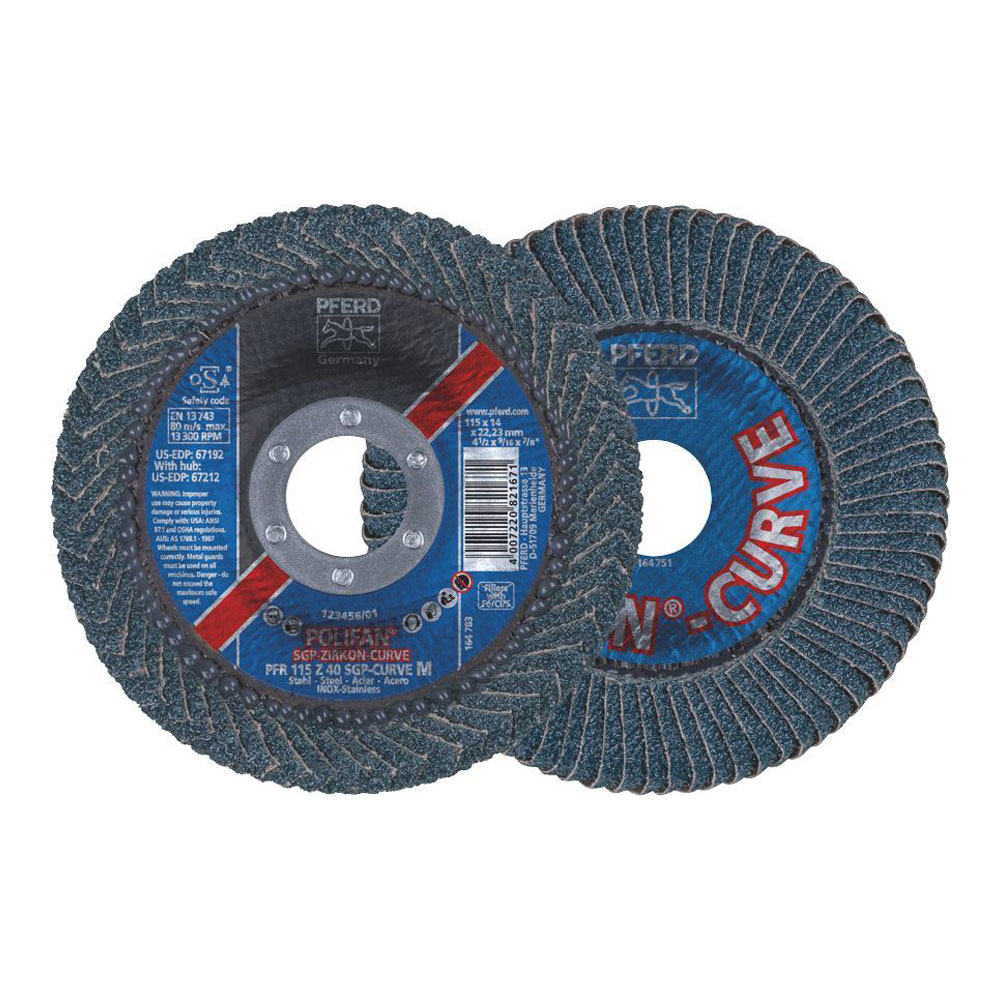 POLIFAN Flap Disc SGP Zirconia - STEEL / INOX PFR 115 Z 40 SGP-CURVE M