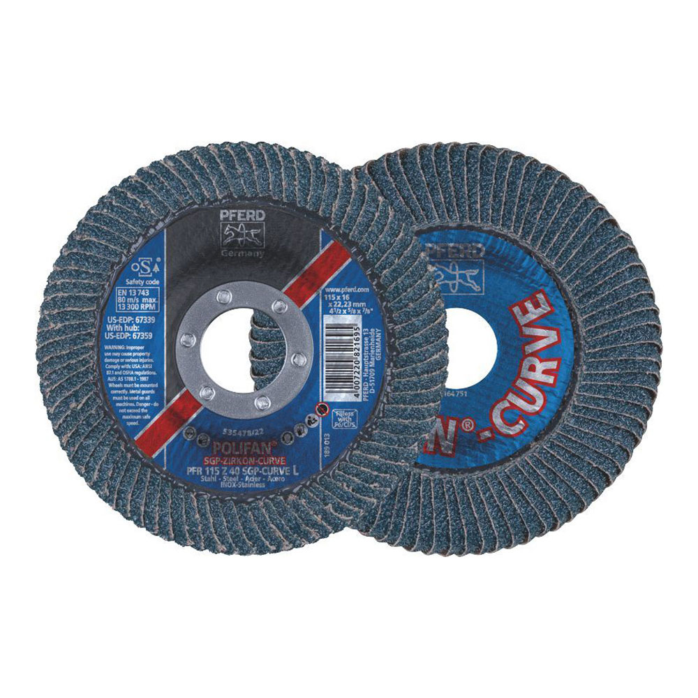 POLIFAN Flap Disc SGP Zirconia - STEEL / INOX PFR 115 Z 40 SGP-CURVE L