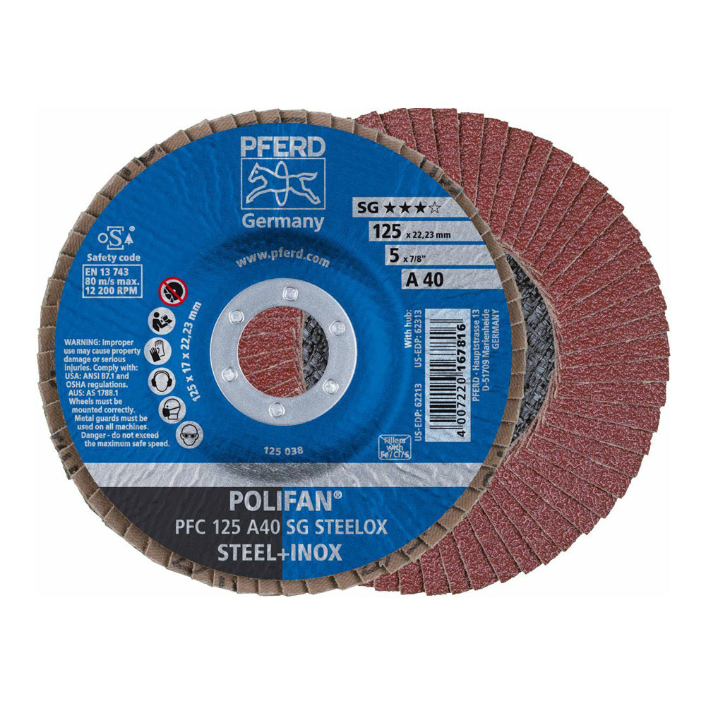 POLIFAN Flap Disc Premium Aluminium Oxide - STEEL / INOX PFC 125 A 40 SG