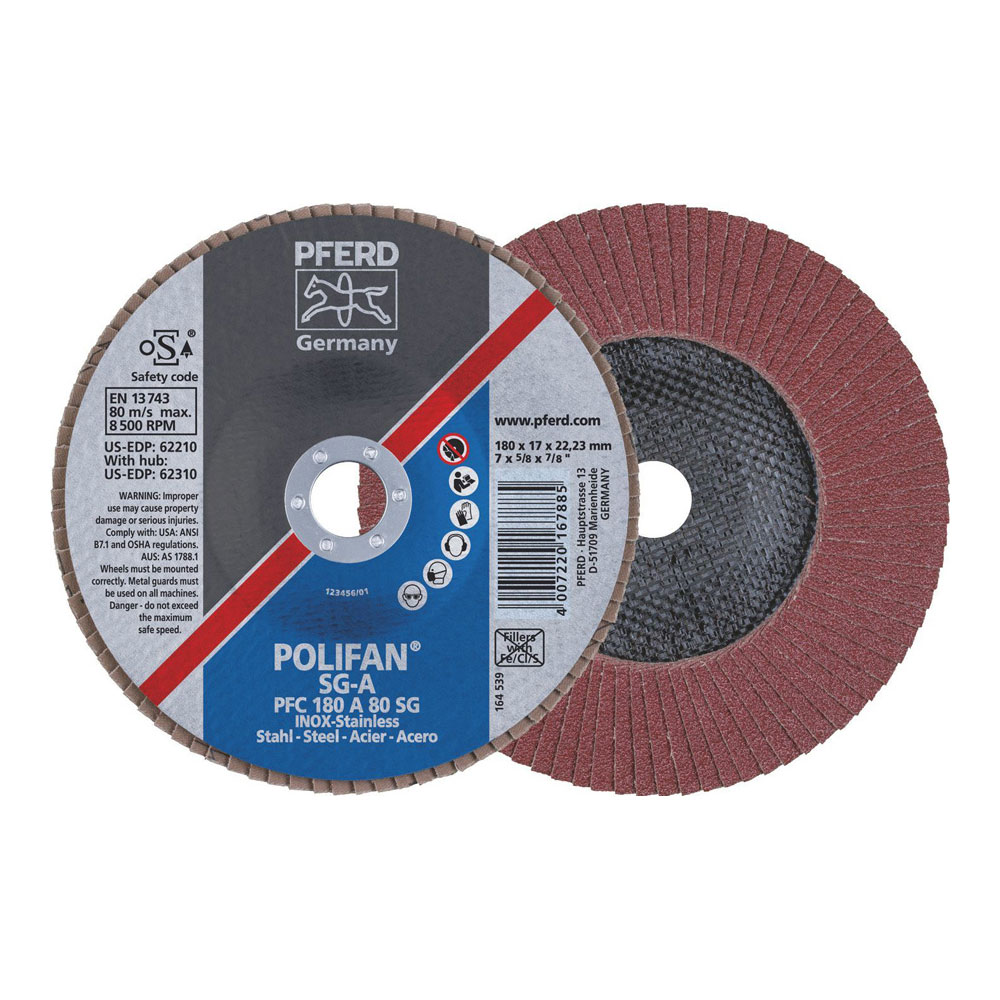 POLIFAN Flap Disc Premium Aluminium Oxide STEEL / INOX PFC 180 A 80