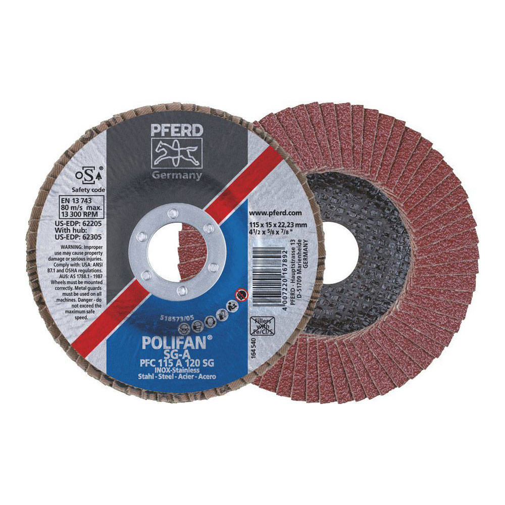 POLIFAN Flap Disc Premium Aluminium Oxide - STEEL / INOX PFC 115 A 120 SG