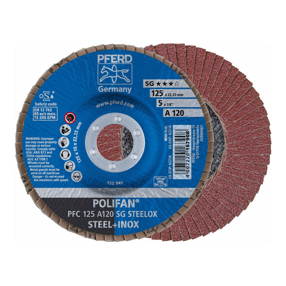 POLIFAN Flap Disc Premium Aluminium Oxide - STEEL / INOX PFC 125 A 120 SG