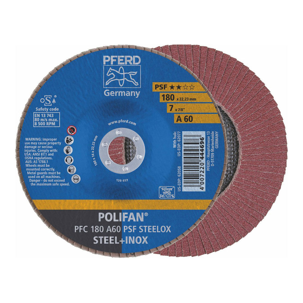 POLIFAN Flap Disc GP Aluminium Oxide - STEEL / INOX PFC 180 A 60 PSF