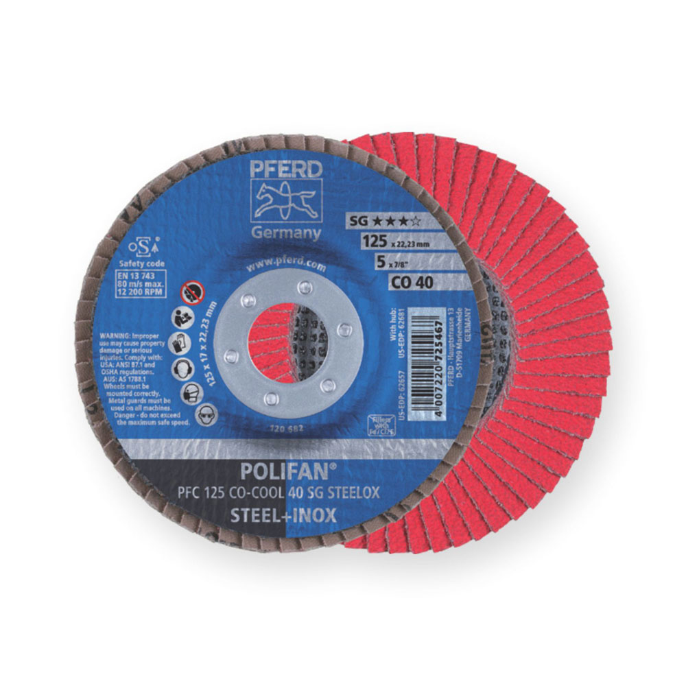 POLIFAN STRONG Flap Disc SGP COOL Ceramic STEEL / INOX PFC 125 CO 40