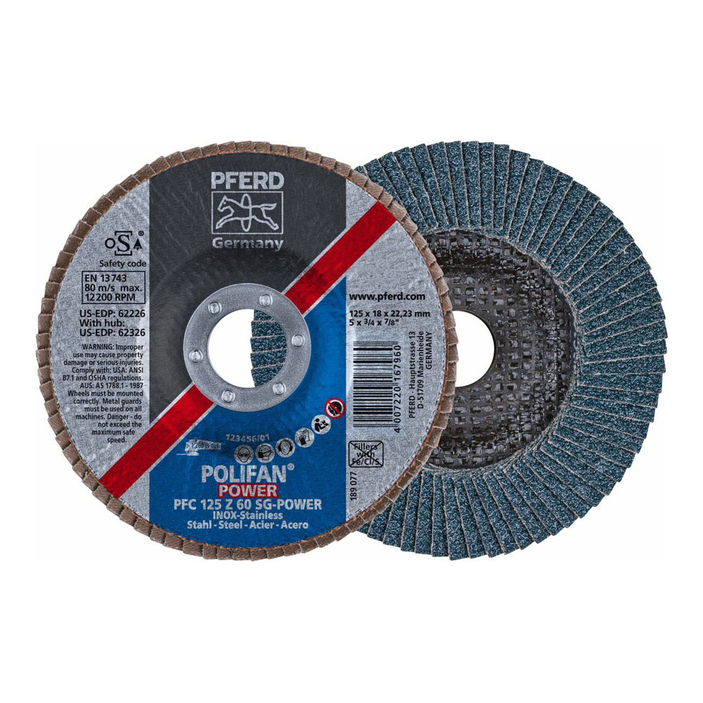 POLIFAN Flap Disc Premium Zirconia - STEEL / INOX PFC 125 Z 60 SG - POWER