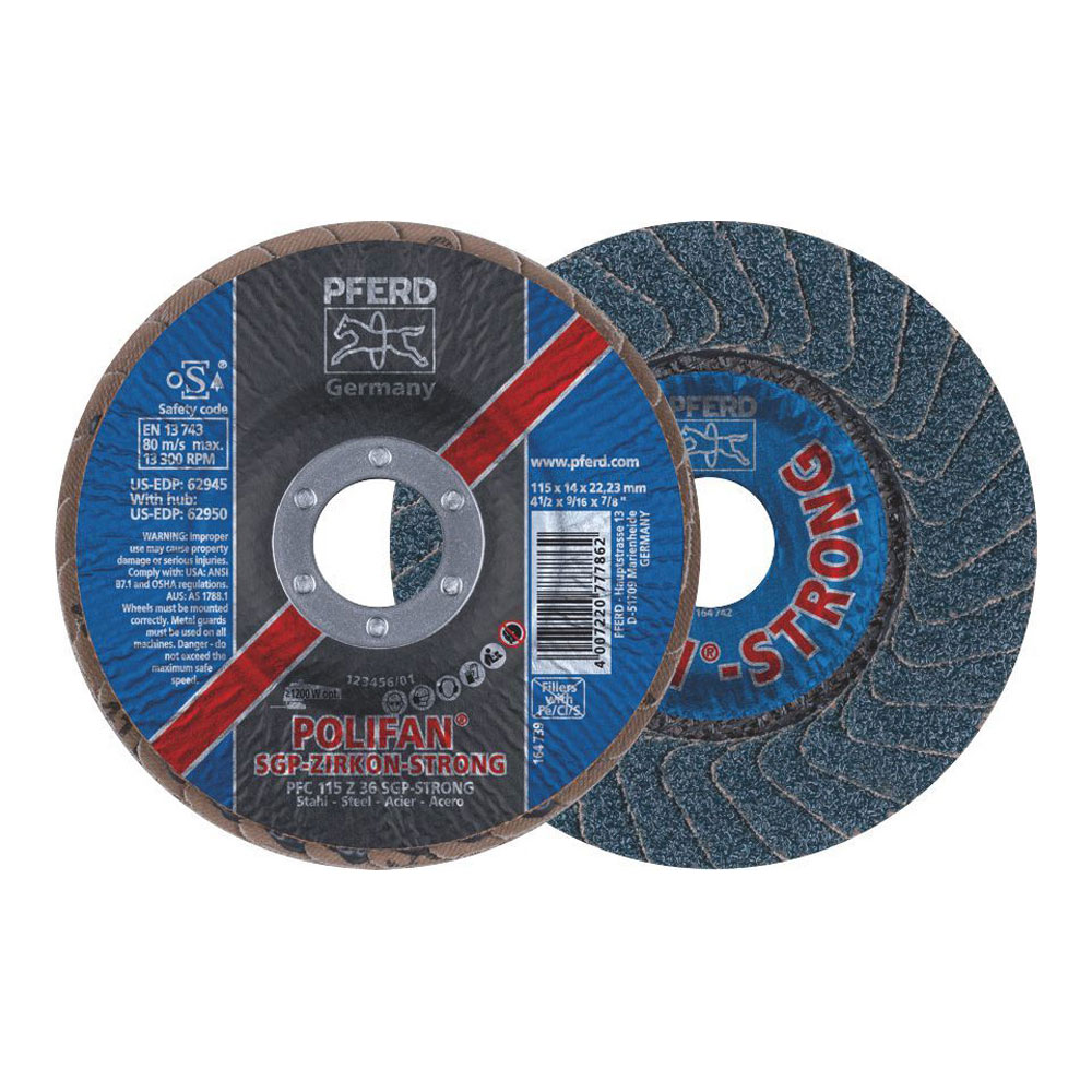 POLIFAN Flap Disc Zirconia - STEEL PFC 115 Z 36 SGP-STRONG