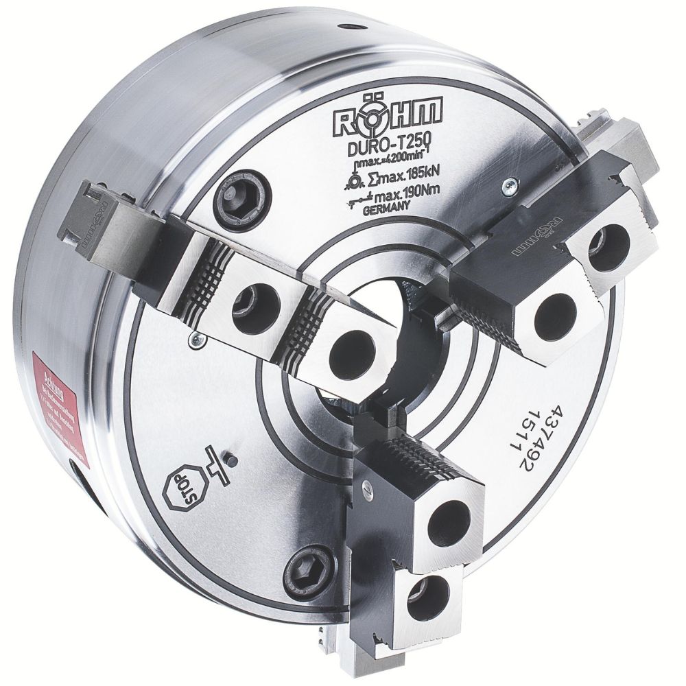 Rohm Key Bar Chuck DURO-T, Size 315mm, 3 Jaws, Base Jaws + Reversible Top Jaws