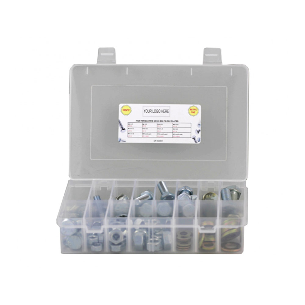 120pc Metric Fine Hex Bolt Nut & Washer Kit 8.8 Zinc Bolts & Industrial Supplies